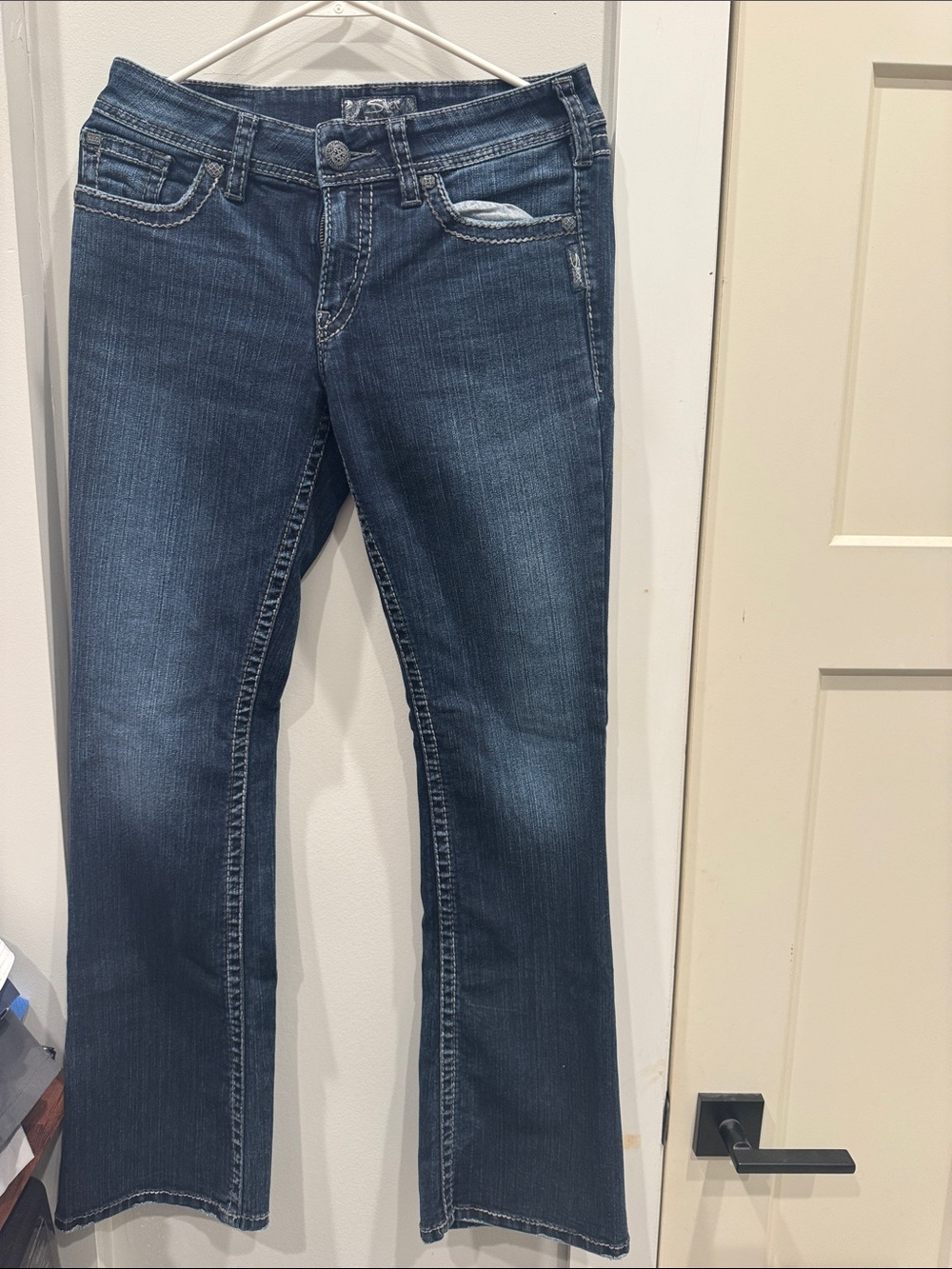 Silver Duki Surplus Women's Dark Blue Stretch Bootcut Jeans length 32